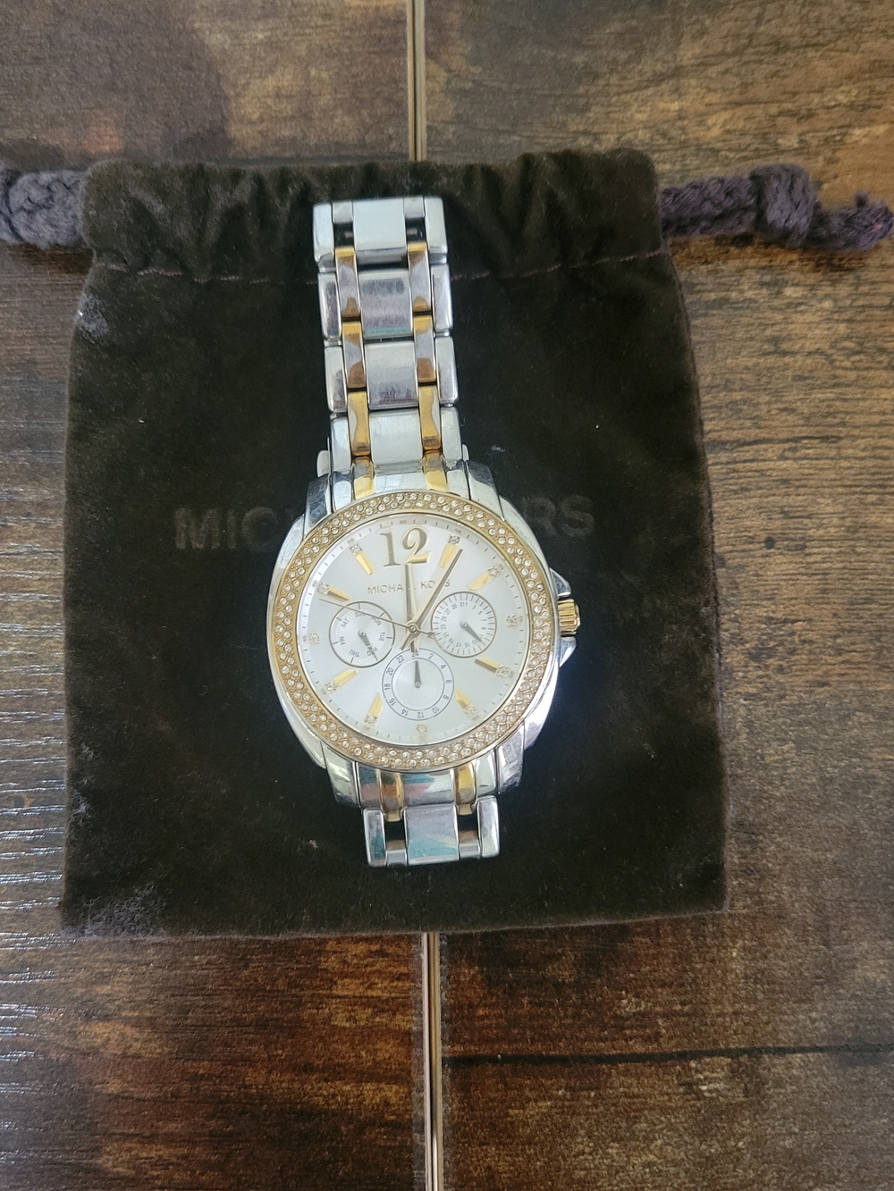 Michael Kors Two-Tone Crystal Bezel Chronograph Watch - Silver & Gold